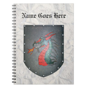 Carnet Pierre gris-clair de dragon de bouclier en métal