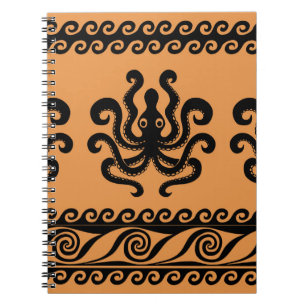 Carnet Pieuvre grecque ancienne, motif à vagues