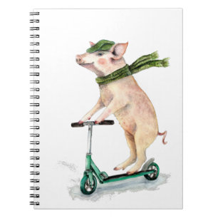Carnet Piggy sur scooter