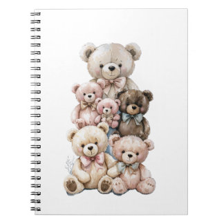 Carnet Pile Nounours mignonne Pastel