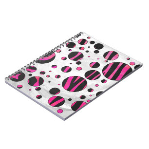 Carnet Piloka Dot Zebra noir et rose chaud