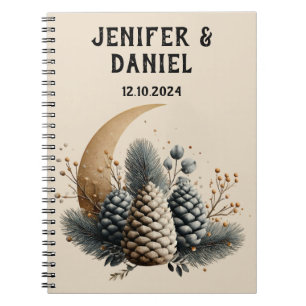 Carnet Pinecones et Crescent Lune Amour hivernal