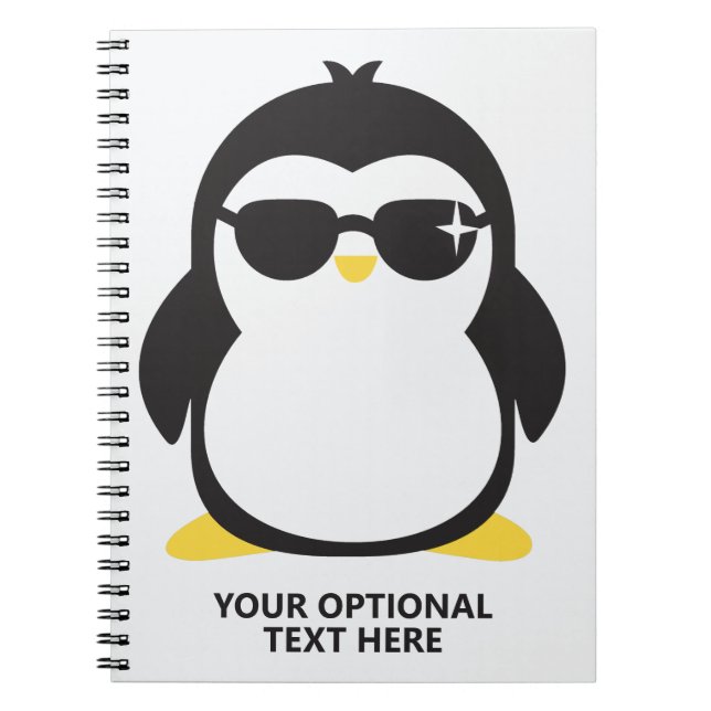 Carnet Pingouin cool texte personnalisé (Devant)