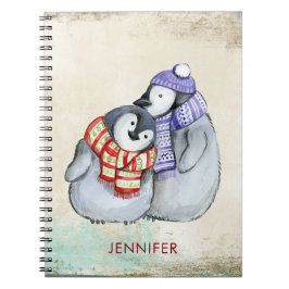 Carnet Pingouins mignons en Écharpes d'hiver et Casquette