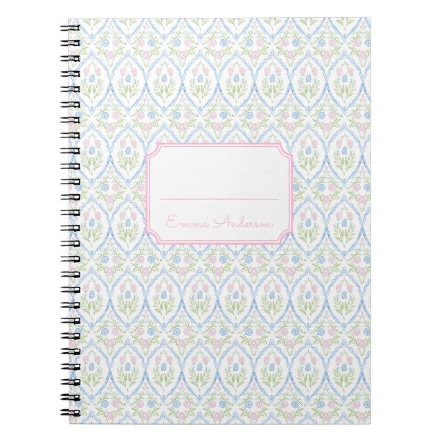 Carnet Pink and Blue Floral Grandmillennial (Devant)