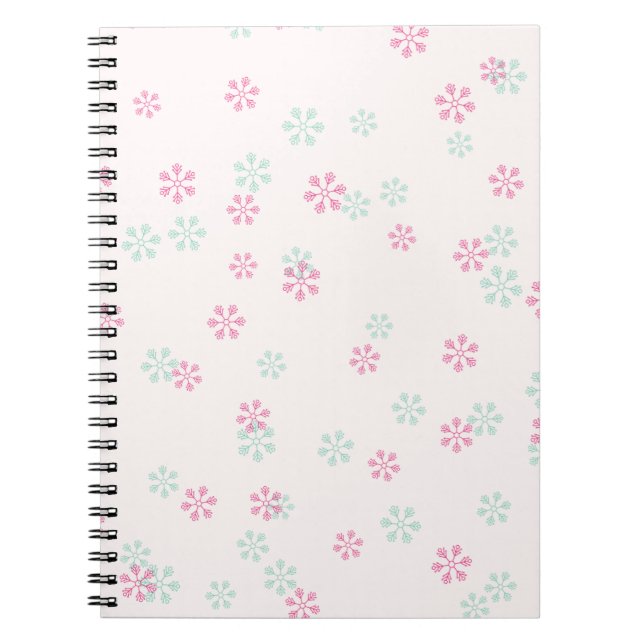 Carnet Pink And Green Snowflake Spiral Photo Notebook (Devant)