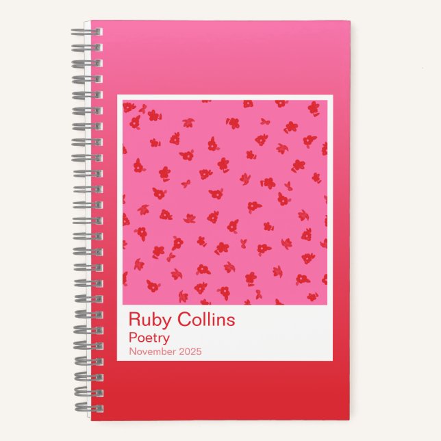 Carnet Pink and Red Gradient Floral Aesthetic Notebook (Recto)