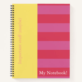 Carnet Pink and Yellow striped notebook cover design