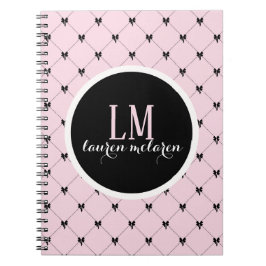 Carnet Pink & Black Bow Monogram Notebook