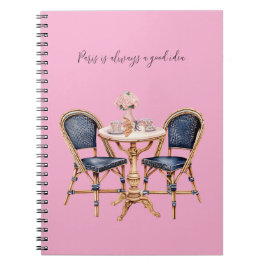 Carnet Pink Blue Paris Table Baguettes