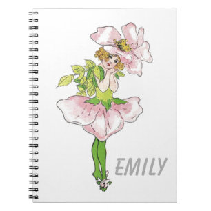 Carnet Pink Briar Rose Flower Floral Funny Cute Girl