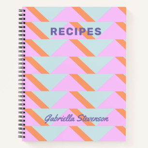 Carnet Pink clair Pastel Retro Geometry Custom Recette