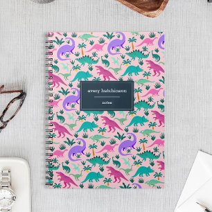 Carnet Pink   Cute Colorful Dinosaur Pattern Personalized