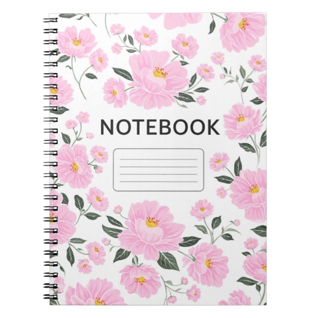 Carnet Pink Floral Notebook Cover | Elegant Rose Flower  (Devant)