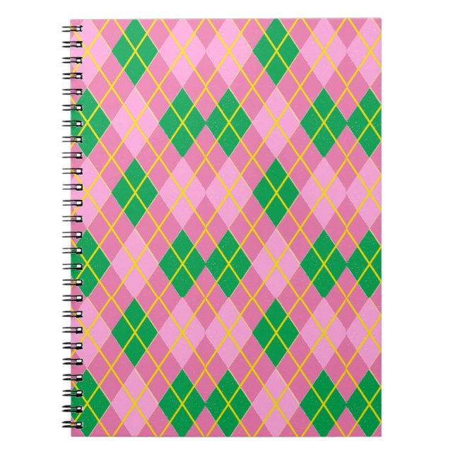 Carnet Pink & Green Argyle (Devant)