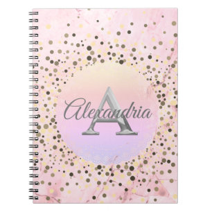 Carnet Pink Marble Speckled Monogram