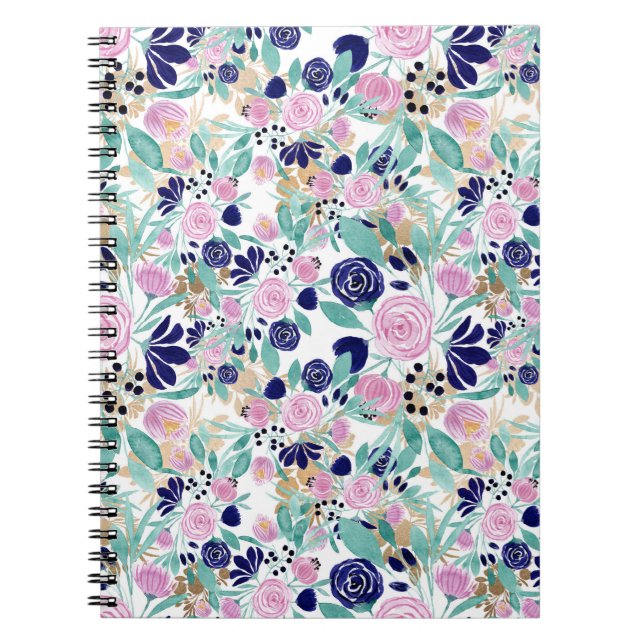 Carnet Pink Navy Blue Gold (Devant)