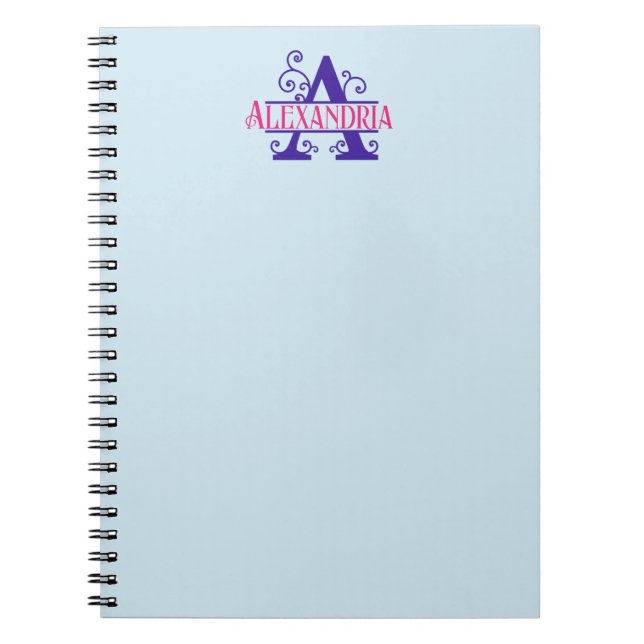 Carnet Pink Nom personnalisé Purple Floral Monogramme Per (Devant)
