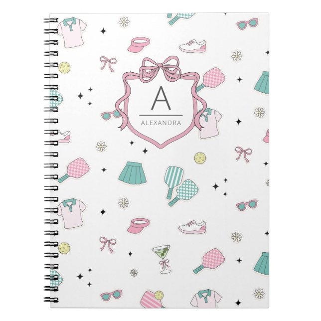 Carnet Pink Pickleball Preppy Monogram Print (Devant)