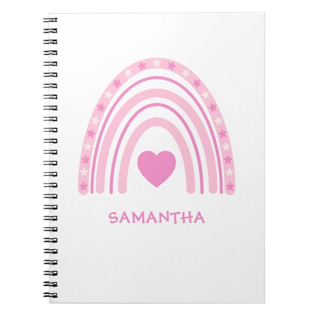 Carnet Pink Rainbow Name School (Devant)