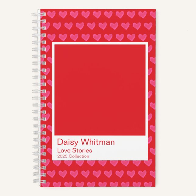 Carnet Pink & Red Illustrated Hearts Spiral Notebook (Recto)