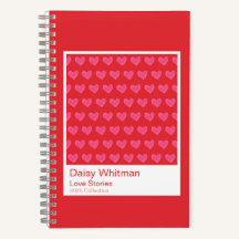 Pink & Red Illustrated Hearts Spiral Notebook