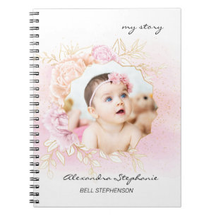 Carnet Pink Shabby Chic Baby Girl Personnalisée Première