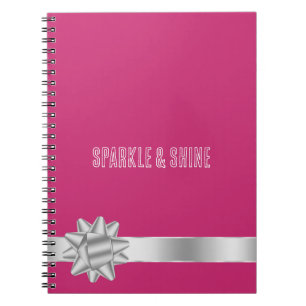 Carnet Pink Silver Ribbon Bow