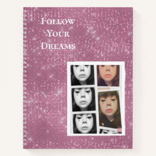 Carnet Pink Sparkez Votre Photo Citation Personnalisée
