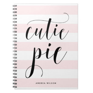 Carnet Pink Stripes Cutie Pie Calligraphie Personnalisée