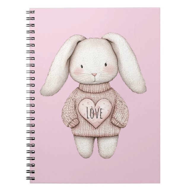 Carnet Pink Sweet Cute Bunny Pink Sweater Heart (Devant)