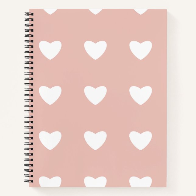 Carnet Pink Valentine White Heart Motif sans couture Cade (Devant)