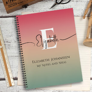 Carnet Pink Yellow & Green Gradient Nom du script Monogra