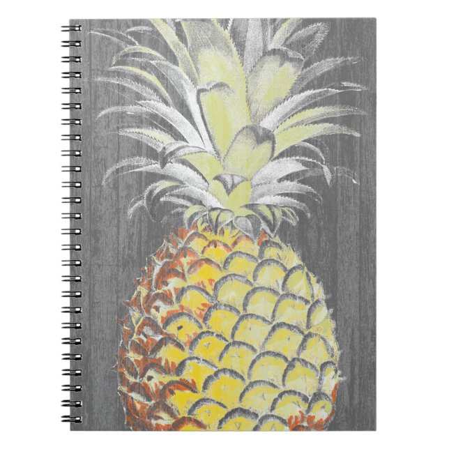 Carnet Pinneappa jaune tropical sur gris (Devant)
