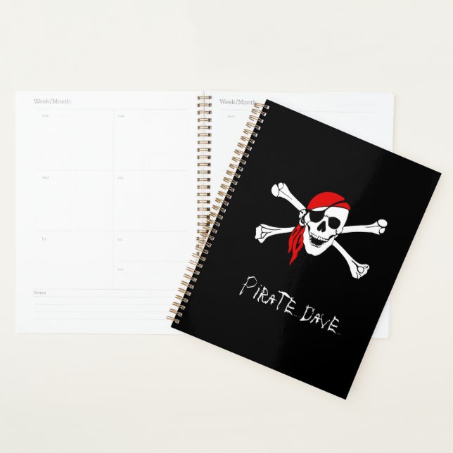 Carnet Pirate Skull and Crossbones Planner (Devant avec enveloppe)