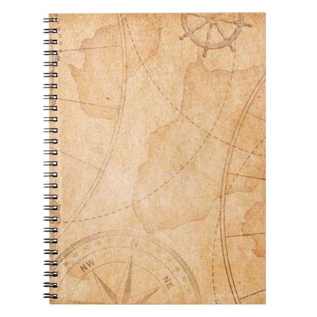 Carnet pirates âgés carte au trésor arrière-plan, trésor, (Devant)