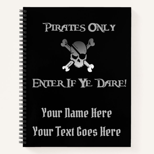 Carnet Pirates seulement - Entrez Si Vous Osez! Crâne fun (Devant)