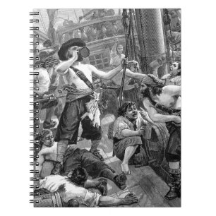 Carnet Pirates vintages Lutte et boisson sur le navire