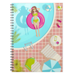 Carnet Piscine fille en bikini plage d'été