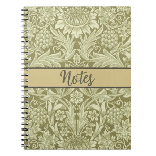 Carnet Pissenlit de William Morris Damassé Vintage Olive
