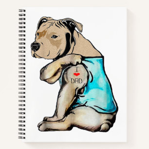 Carnet Pitbull Chien I Love Papa Tattoo drôle Famille
