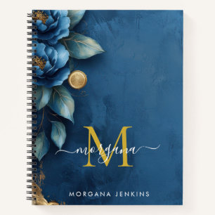 Carnet Pivoine Or Bleu Foncé
