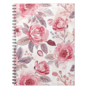 Carnet Pivoine Rose Pâle Aquarelle Jardin Floral