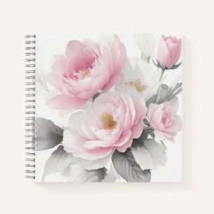 Carnet Pivoines roses à l'aquarelle