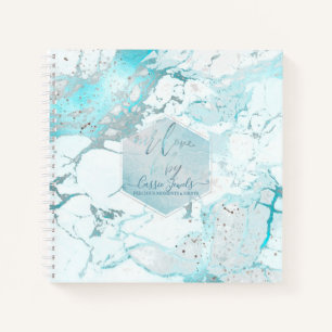 CARNET PIXDEZINES AQUA MARBRE BLEUE LES PREMIERS DU BÉBÉ