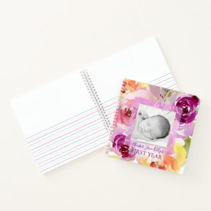 CARNET PIXDEZINES COULEUR D'EAU ROSES BÉBÉ 1ÈRE ANNÉE