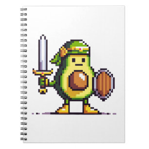 Carnet Pixel Avocado Warrior - 8 bits de personnage de je