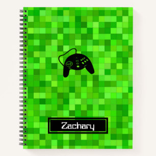 Carnet Pixels de jeu vert   Spirale personnalisée