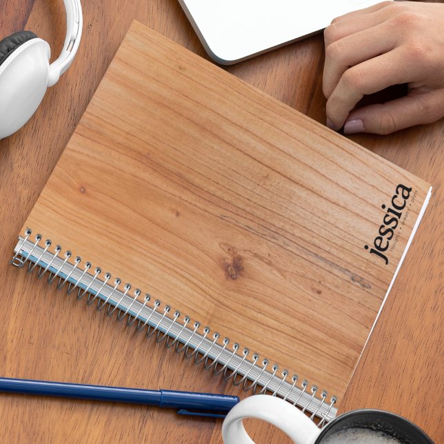 Carnet Placage de bois marron riche Typographie moderne a (Créateur téléchargé)