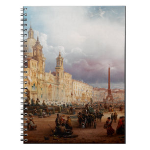 Carnet Place Navona Marché de Rome Années 1850 Art